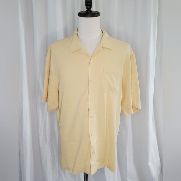 Tommy Bahama Men's Silk Short Sleeve Button Front Pocket Shirt Yellow Size XL - Picture 1 of 7